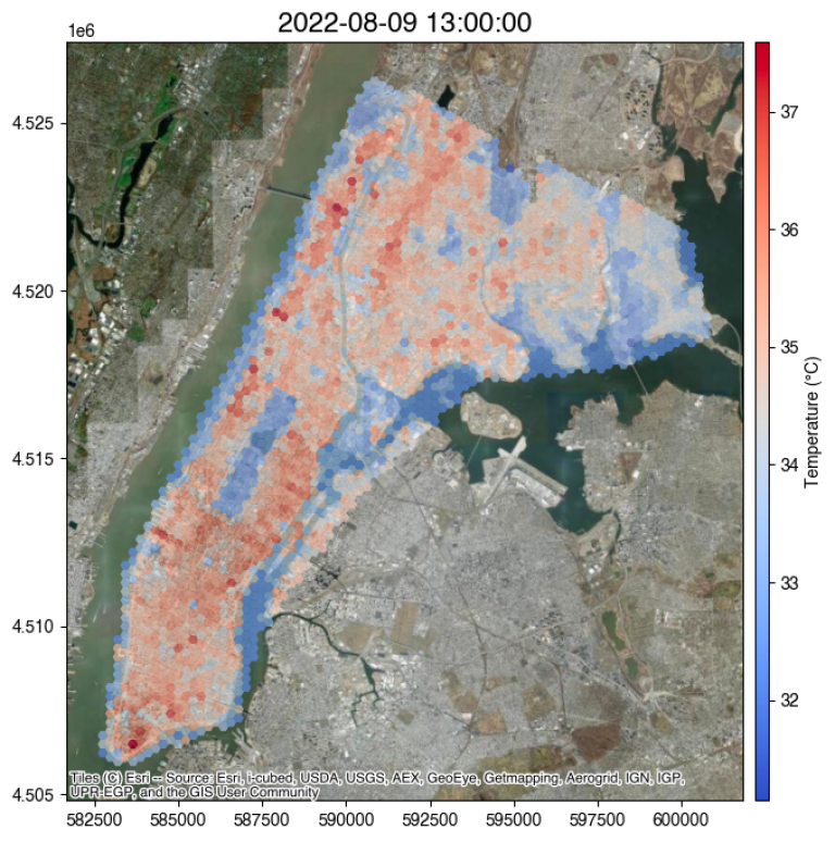 SuPy simulation of near-surface air temperature in central urban area of New York