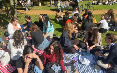 students having a picnic in the park