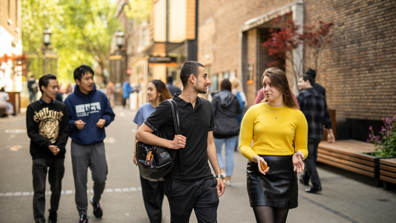 Students walking together and talking