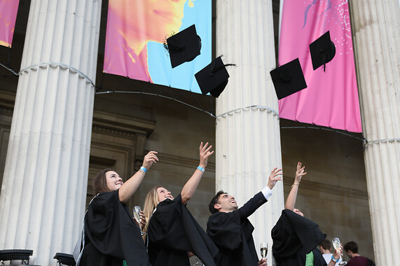 UCL graduates throwing their caps in the air