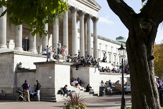 Students on Wilkins Building Steps