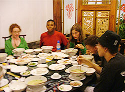 A lavish lunch prepared by the whole family (including dumplings we made earlier)