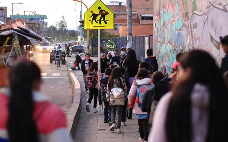 children walking to school in Colombia