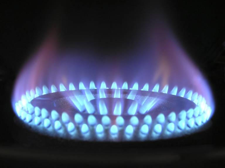 Photograph of lit gas burner