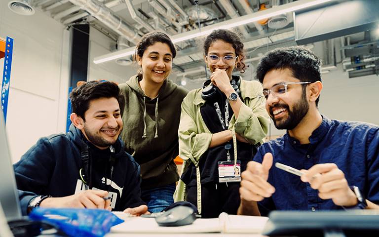 A group of students working on a project