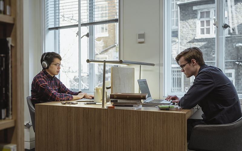 Students studying in The Bartlett Library