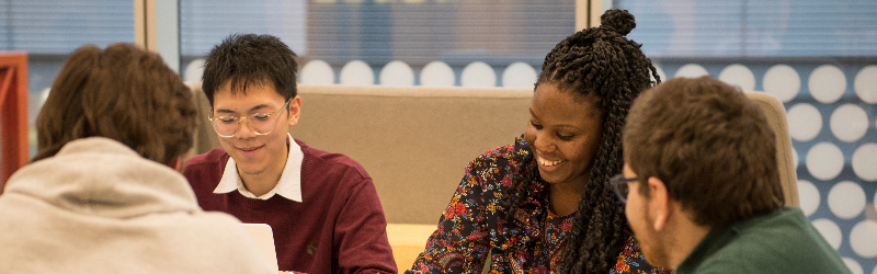 Students laughing in a workshop