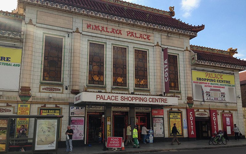Image of the outside of Palace Shopping Centre in Southall, UK