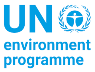 UN environment progamme logo. Blue text on white background