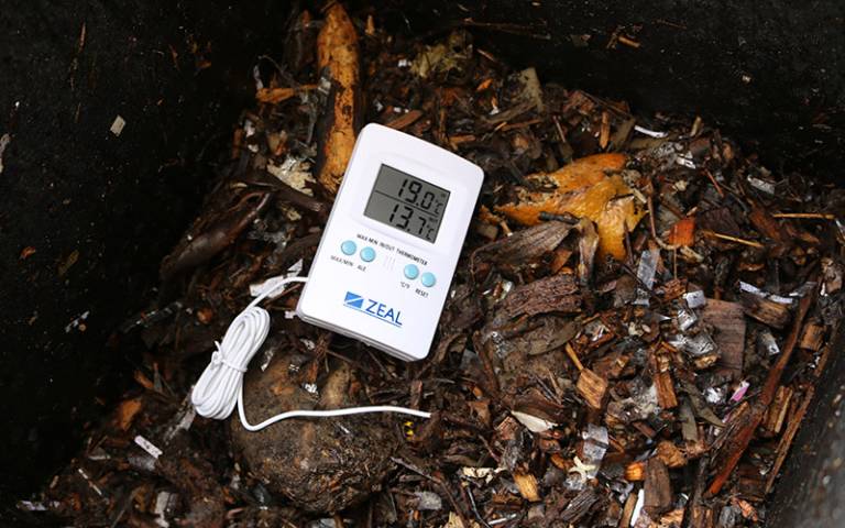 thermometer in plastic compost