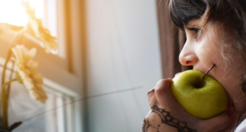 child looking out of window