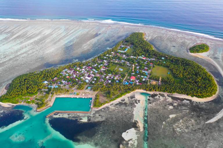 An aerial view of a Maldives atoll taken by Saud Edum. 