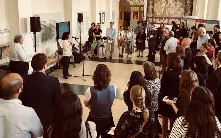 Dr Clemence Cavoli at the UCL Grand Challenges Showcase. Photo ©: James Paskins, UCL