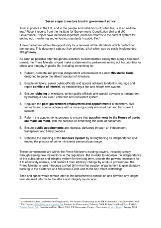 The first page of the standards statement.