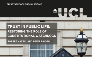 A cropped version of the front cover of 'Trust in Public Life: Restoring the Role of Constitutional Watchdogs'.