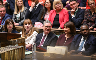 Keir Starmer and his front bench on the front bench.