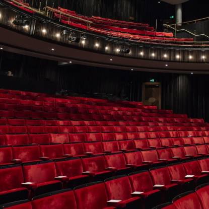 布卢姆斯伯里剧院主礼堂座位的彩色照片
