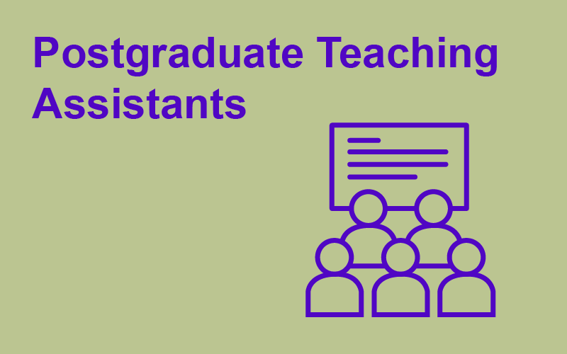 Decorative image with text displaying: Postgraduate Teaching Assistants