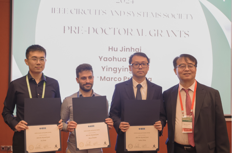 PhD student, Yaohua Zhang holding award at ISCAS 2024 in Singapore