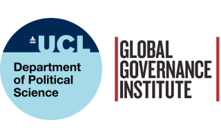 The Global Governance Institute (with red highlights) and UCL Department of Political Science (in blue) logos appear side by side