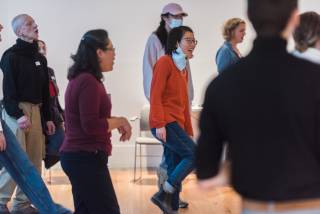 Group dancing at workshop