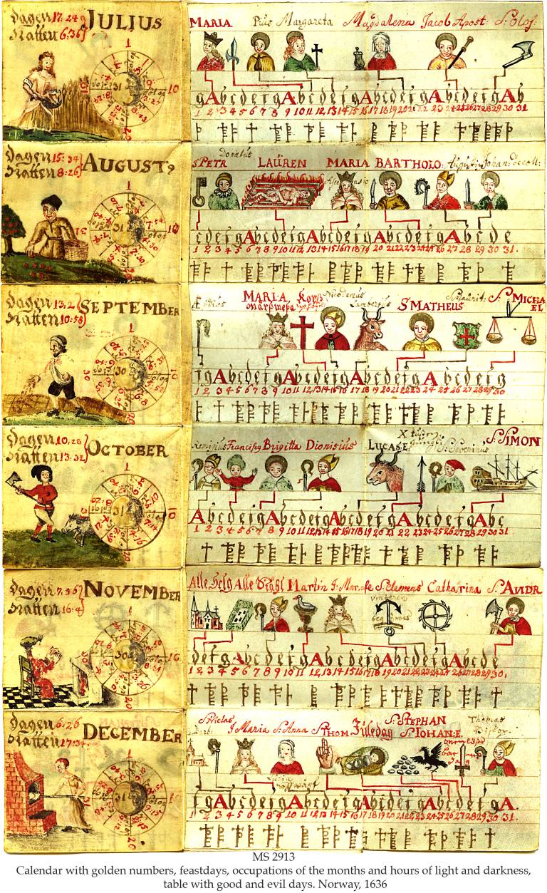 colorful antiquarian Norwegian Girdle Calendar