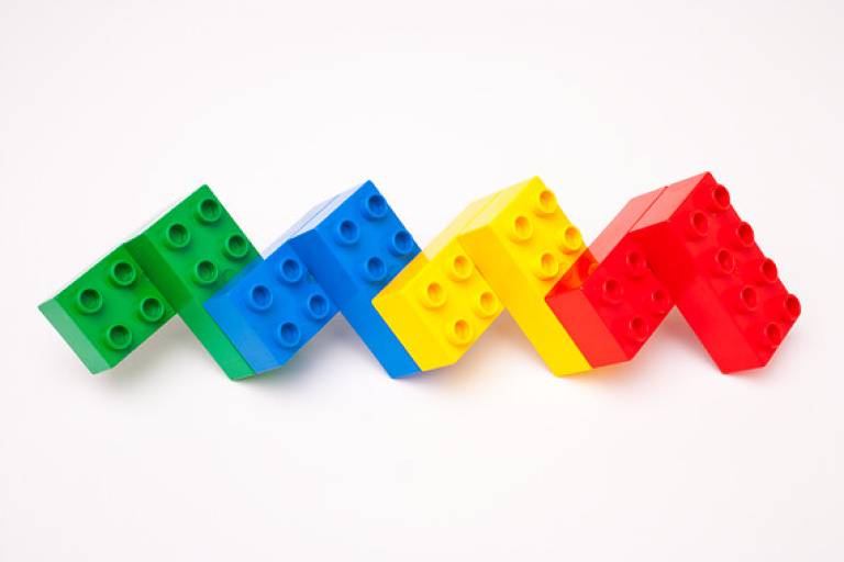 Coloured lego bricks in a zigzag shape