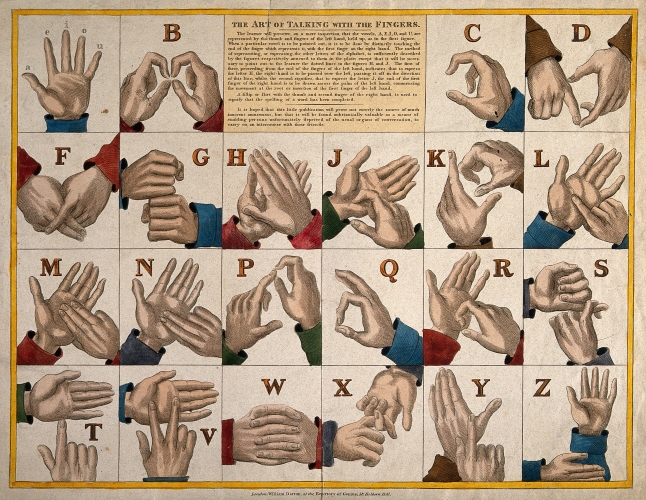 pairs of hands spelling out the BSL alphabet