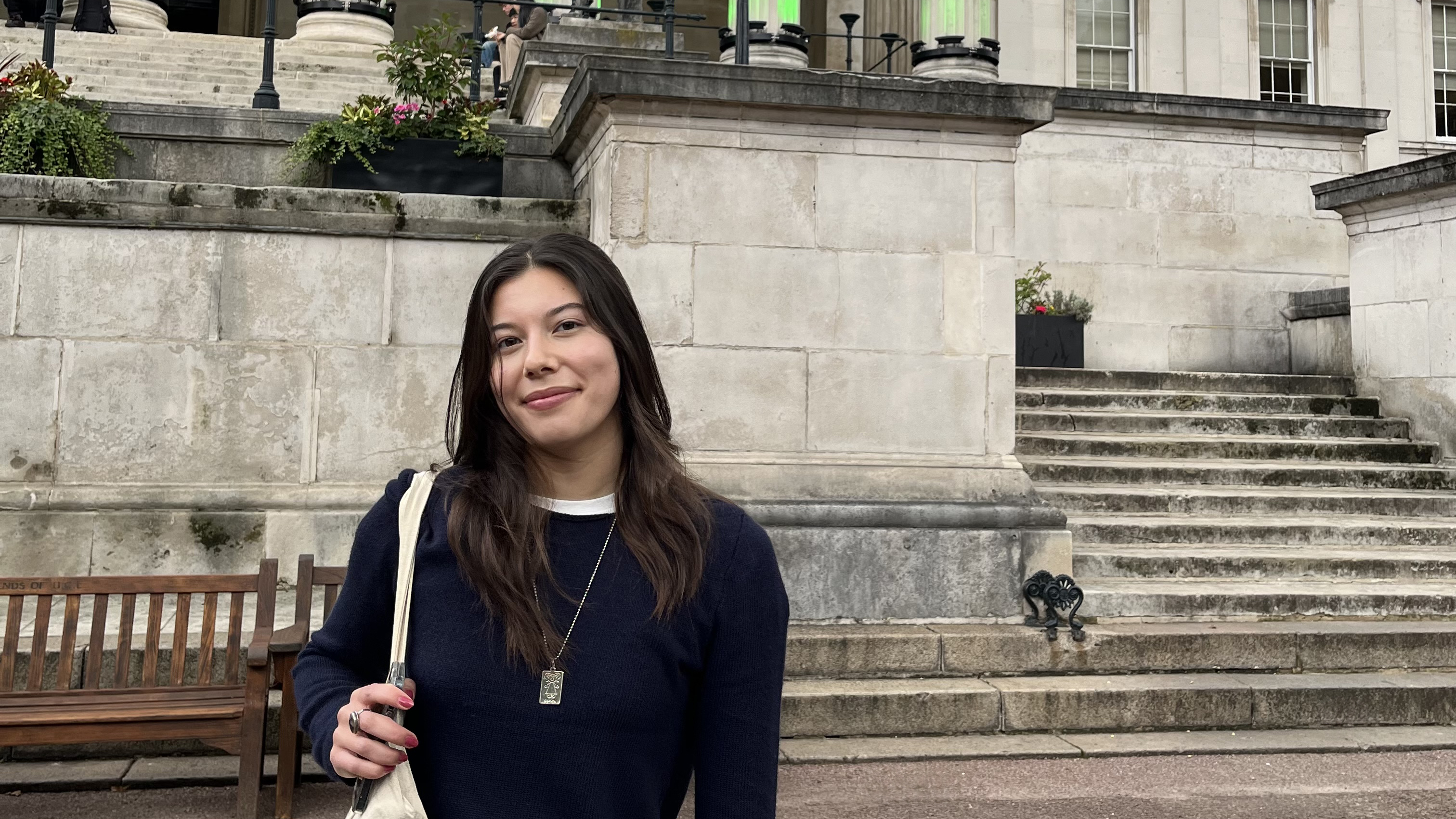 Sophia standing in UCL's Quad