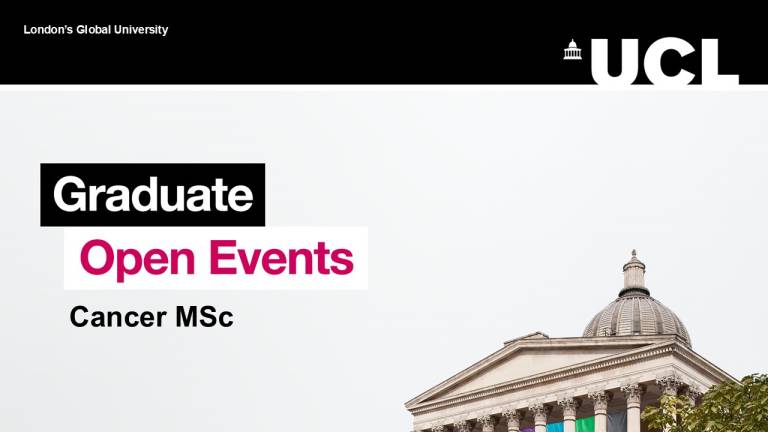 UCL portico and title of the event