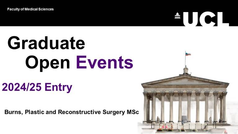 Event poster featuring UCL campus picture