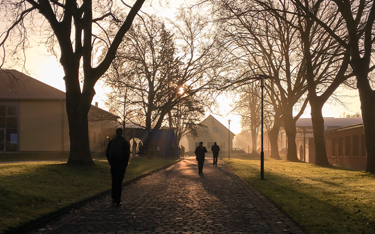 People walking in early morning