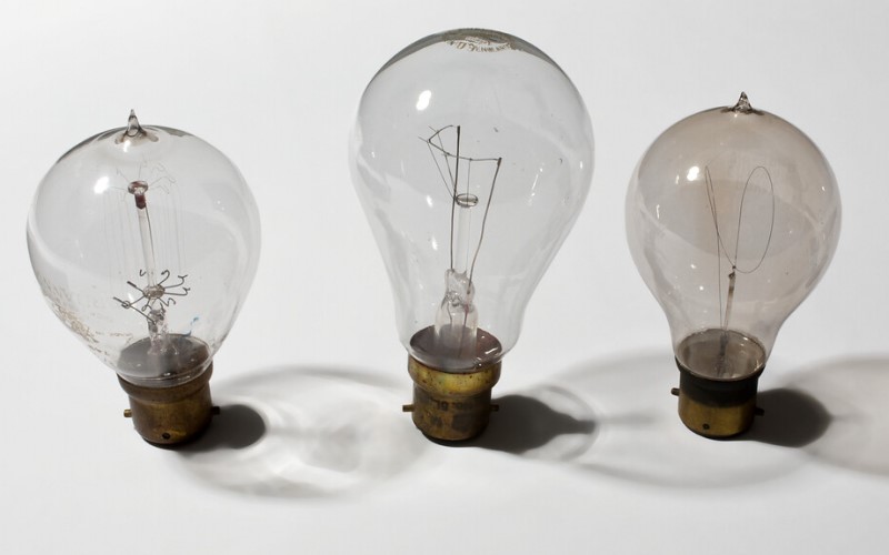 three lightbulbs, taken from the UCL Science Collections