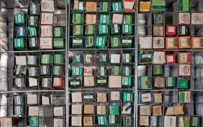 Lots of valve boxes, looking down from above