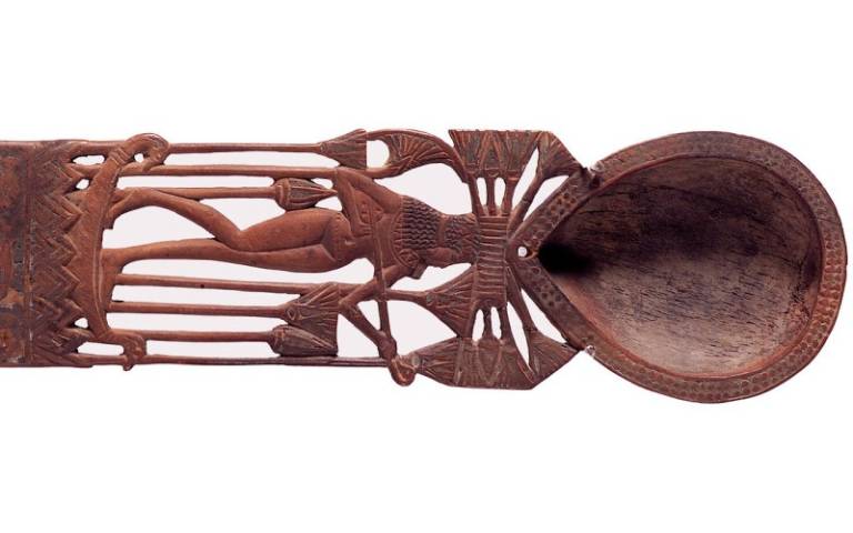 Wooden toilet spoon in form of an ankh