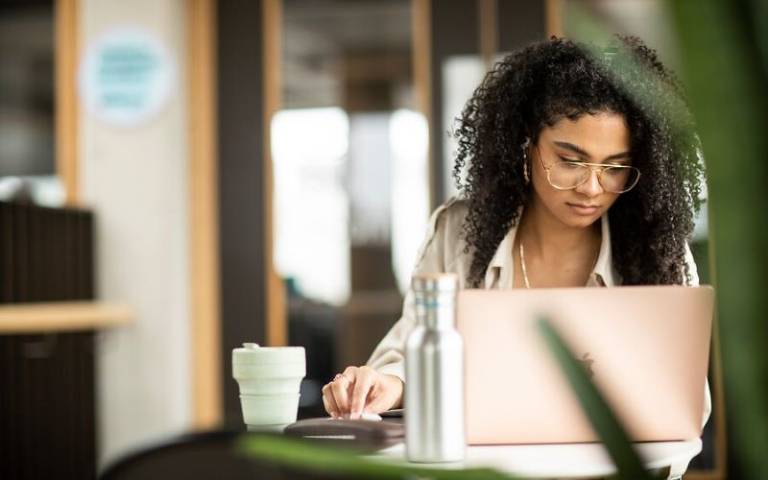 Student using laptop