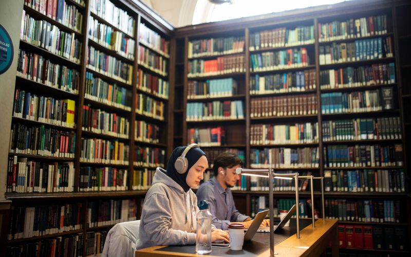 Image of students studying in the library