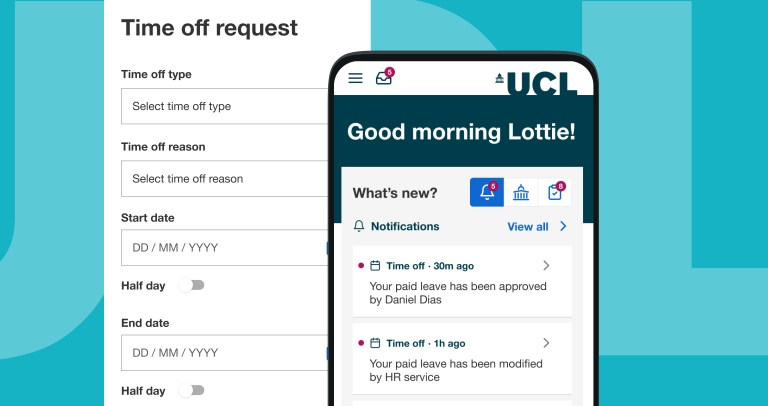 Screenshot of Inside UCL staff app home screen