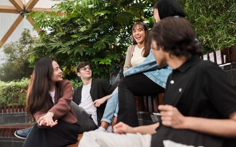 Students laughing in a group