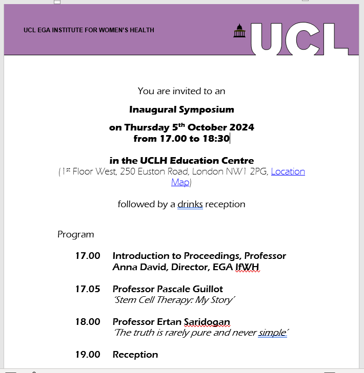 Programme for Inaugural Symposium