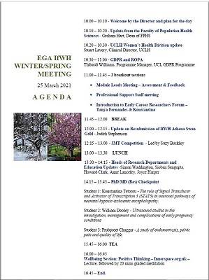 Programme for IfWH Winter/Spring seasonal meeting