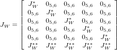       ⌊  ∗                     ⌋
      | JW   05,∗6  05,6  05,6  05,6|
      || 05,6  JW   05,∗6  05,6  05,6||
JW  = || 05,6  05,6  JW   05,∗6  05,6||
      |⌈ 05,6  05,6  05,6  JW   05,∗6|⌉
        05∗,6∗  05,∗6∗  05,∗6∗  05,∗6∗  JW∗∗
        JW   JW   JW   JW   JW
