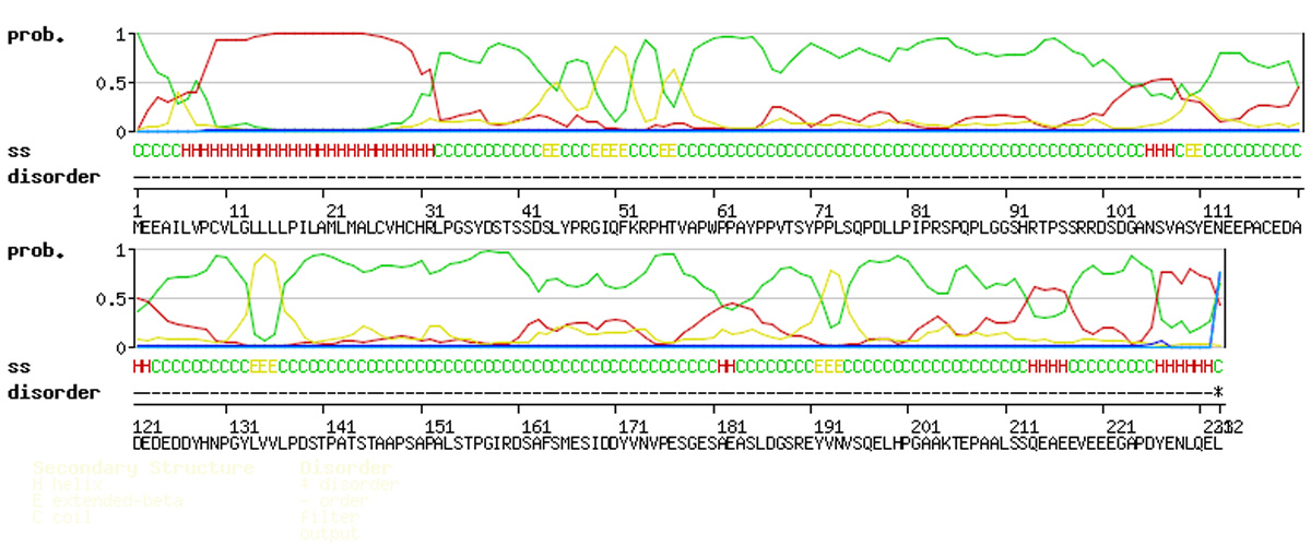 Swiss-Model graph of linker for activation of T-cells family member 1 isoform a [Homo sapiens]. H represents Helix, C represents coiled and E represents extended -strands